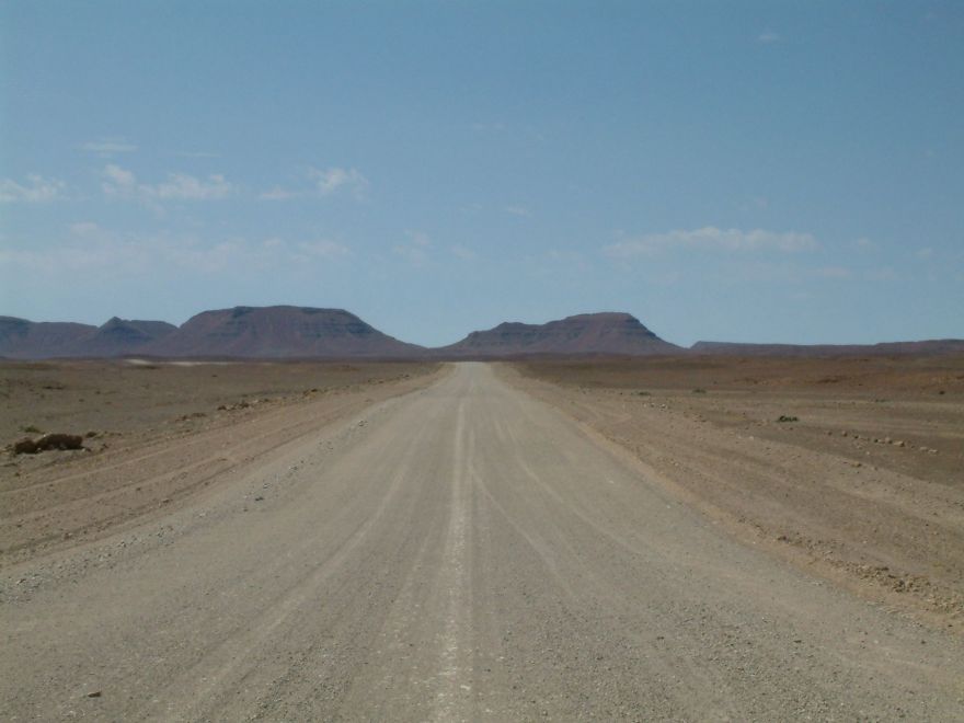 Empty road at the Skeleton Coast in Namibia